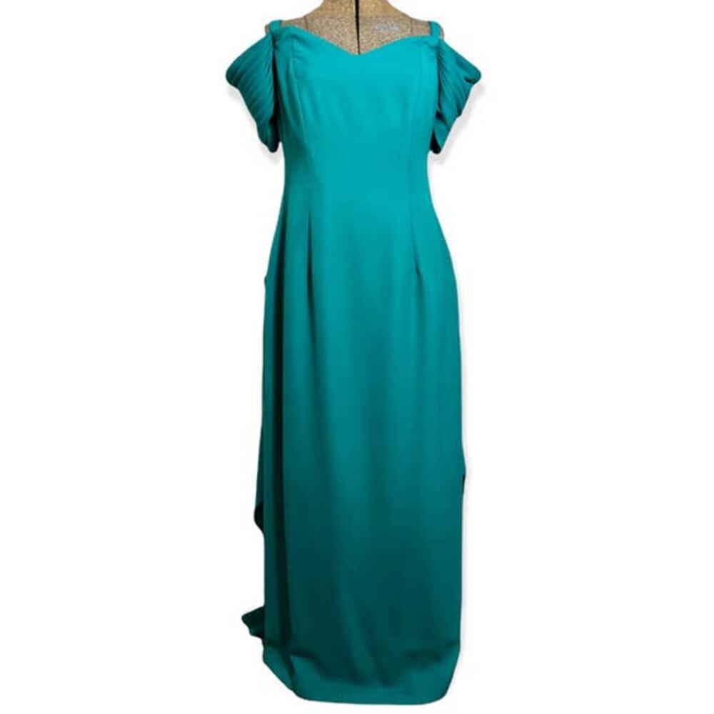 Vintage 90s Vivian Dessy Diamond Formal Bridesmaid Prom Dress Cosplay SZ M Teal
